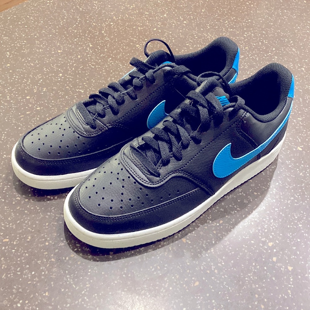 Nike Court Vision Low Next Nature DH2987-005 Men Black/Blue Shoes Size 8.5 JC966